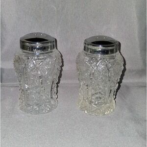 VTG Lenox Imperial Glass Salt/Pepper Shaker Button & Daisy USA‎ Never Used